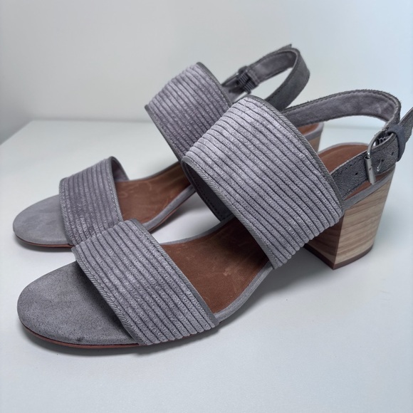 Toms Poppy Gray Corduroy Slingback Block Heel Sandals Women’s Size 8.5 - Picture 4 of 10